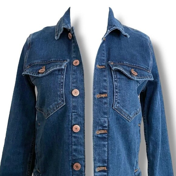 J Crew Mercantile Womens Jean Jacket XXS Blue Stretch Denim Classic Preppy Coat - Picture 3 of 6